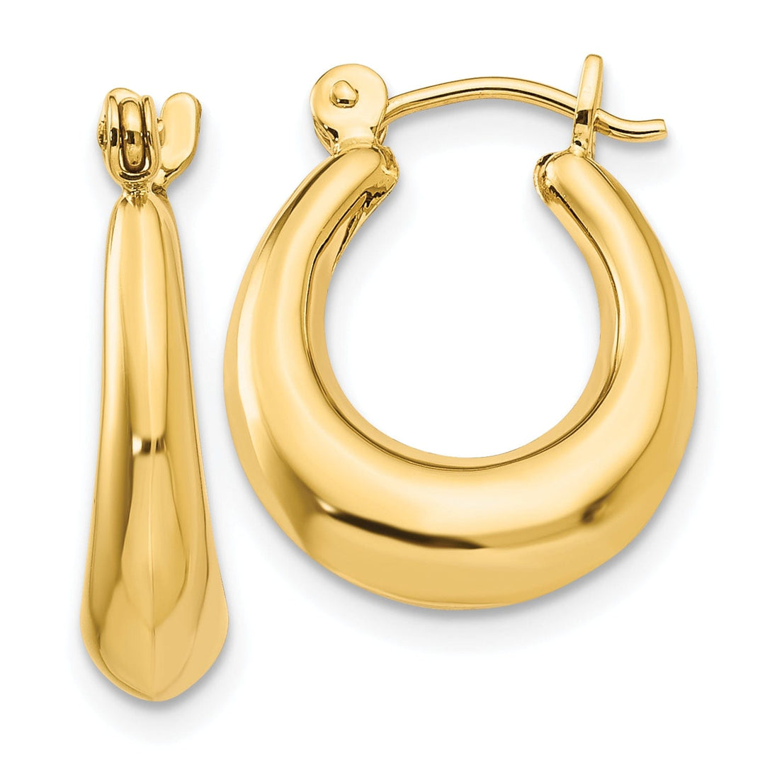 14k Yellow Gold Polished Oval Hollow Hoop Earring