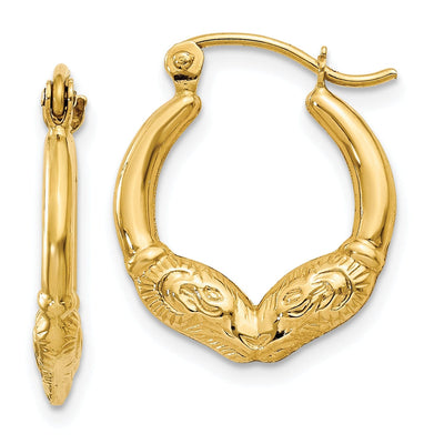 14k Yellow Gold Ram Hoop Earrings