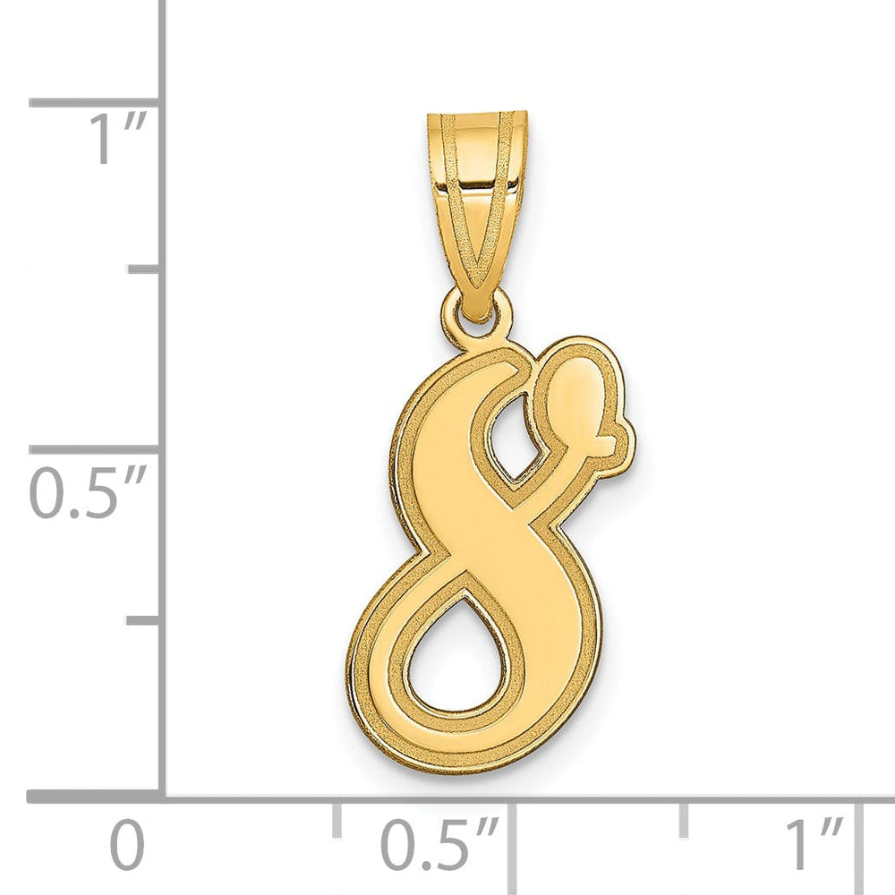 14k Yellow Gold Polished Finish Script Design Number 8 Charm Pendant