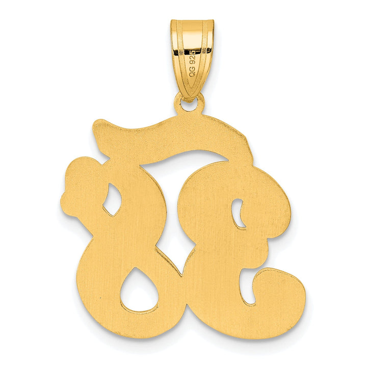 14k Yellow Gold Polished Finish Script Design Number 38 Charm Pendant