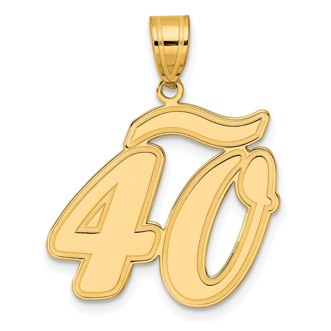 14k Yellow Gold Polished Finish Script Design Number 40 Charm Pendant