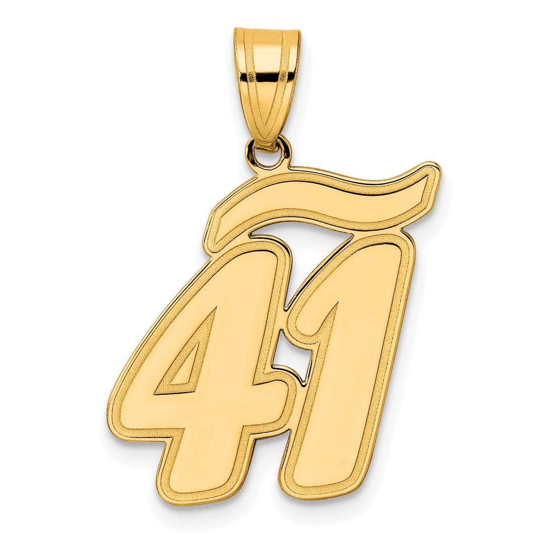 14k Yellow Gold Polished Finish Script Design Number 41 Charm Pendant