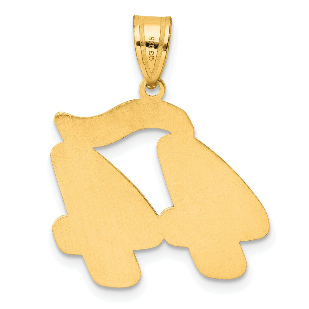 14k Yellow Gold Polished Finish Script Design Number 44 Charm Pendant