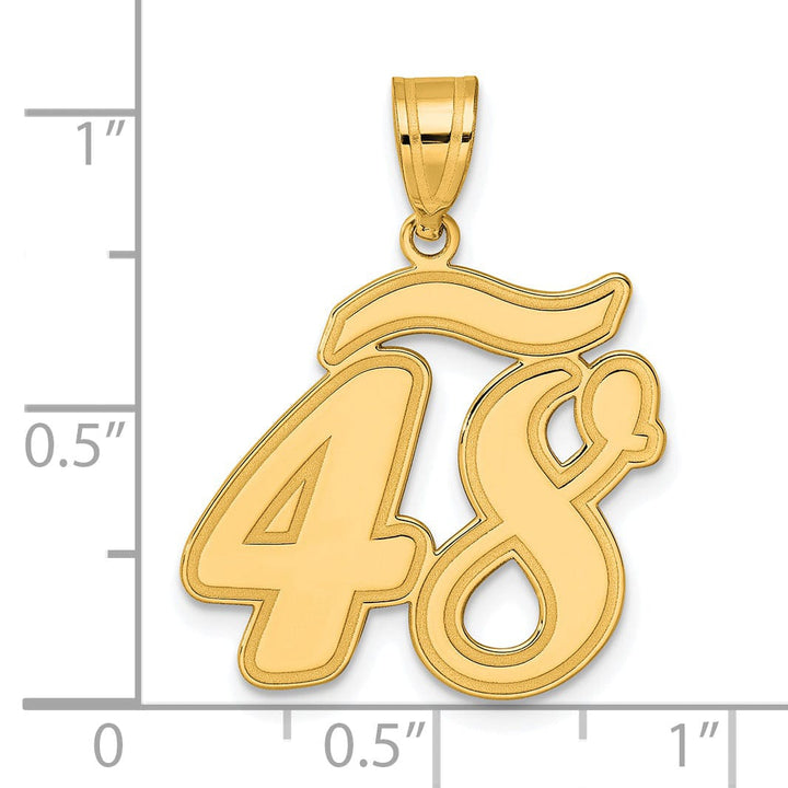14k Yellow Gold Polished Finish Script Design Number 48 Charm Pendant