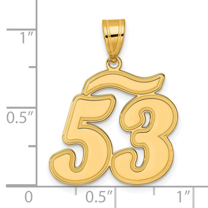 14k Yellow Gold Polished Finish Script Design Number 53 Charm Pendant