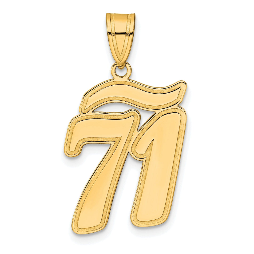 14k Yellow Gold Polished Finish Script Design Number 71 Charm Pendant