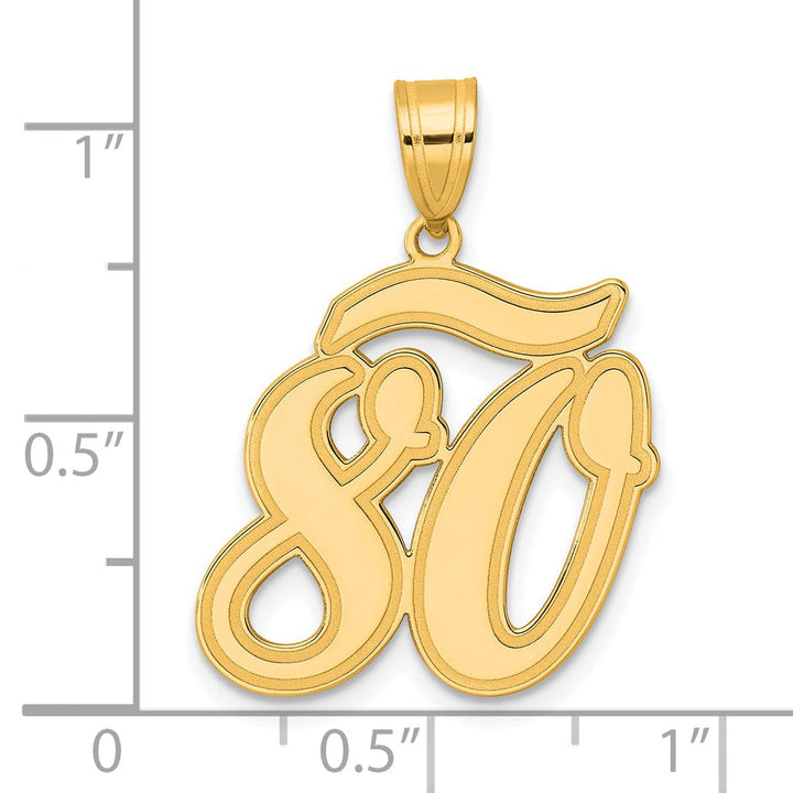 14k Yellow Gold Polished Finish Script Design Number 80 Charm Pendant