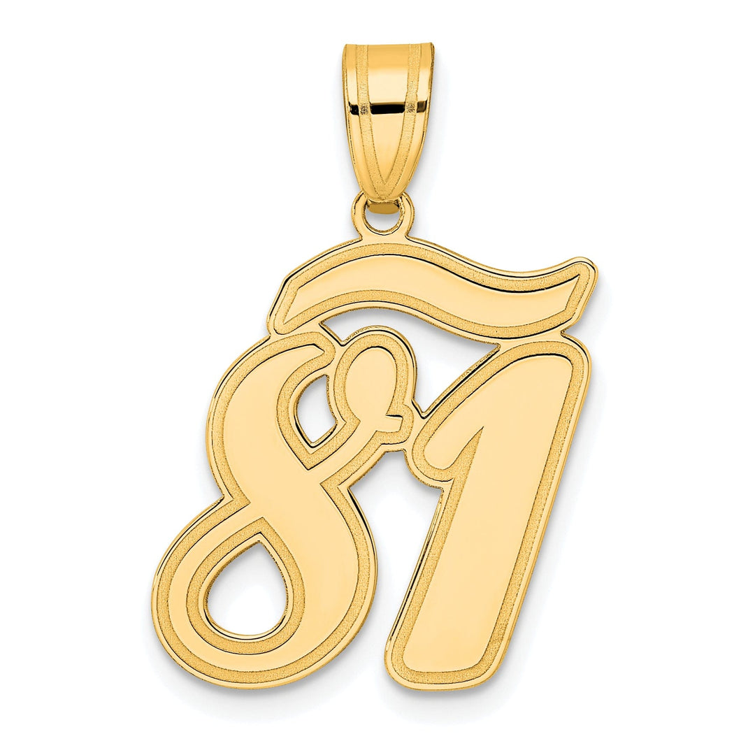 14k Yellow Gold Polished Finish Script Design Number 81 Charm Pendant