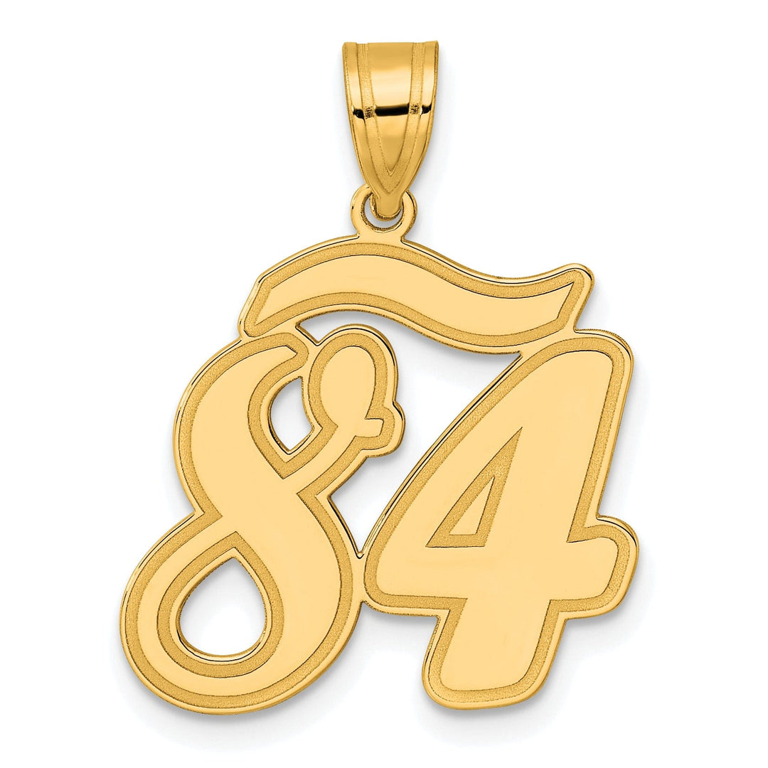 14k Yellow Gold Polished Finish Script Design Number 84 Charm Pendant