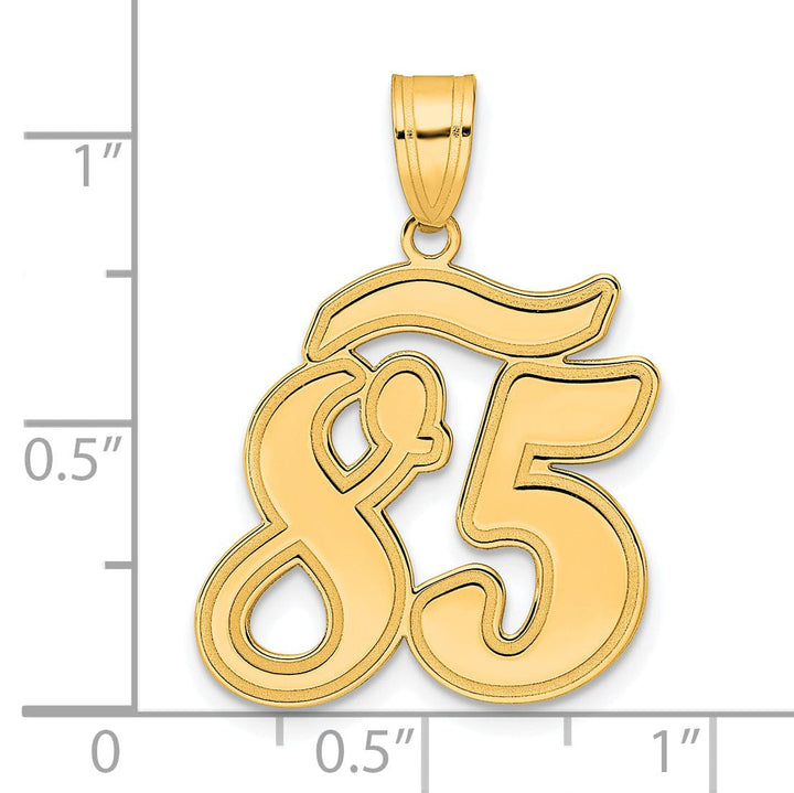 14k Yellow Gold Polished Finish Script Design Number 85 Charm Pendant