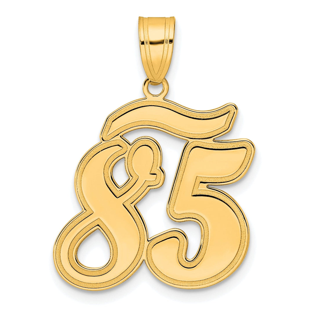 14k Yellow Gold Polished Finish Script Design Number 85 Charm Pendant