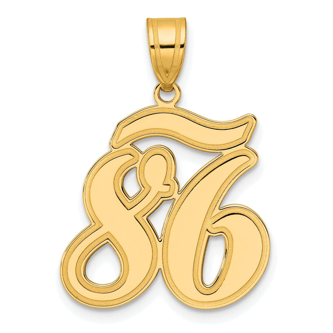 14k Yellow Gold Polished Finish Script Design Number 86 Charm Pendant