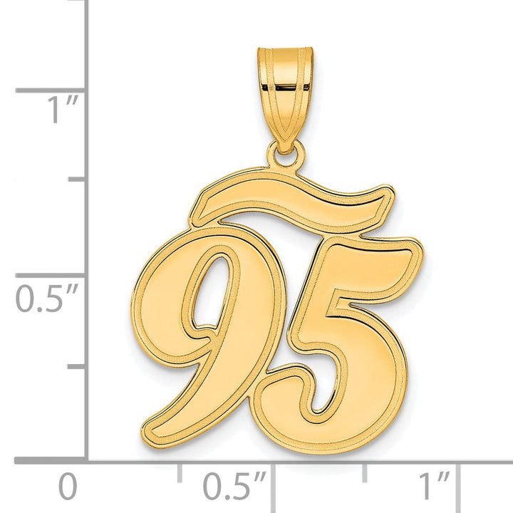 14k Yellow Gold Polished Finish Script Design Number 95 Charm Pendant