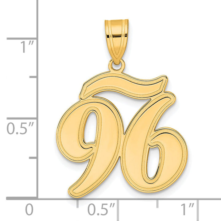 14k Yellow Gold Polished Finish Script Design Number 96 Charm Pendant
