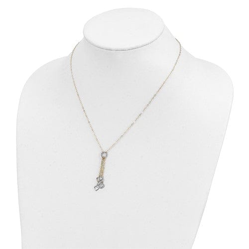 14K Two-Tone Gold Adjustable Heart Drop Necklace