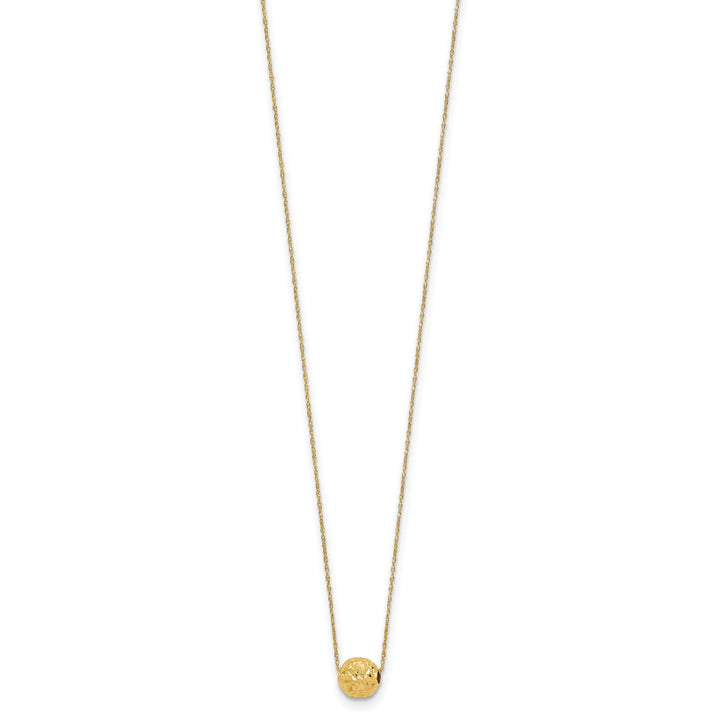 14k Yellow Gold Solid Polished Diamond Cut Finish Bead Design Pendant in a 18-Inch Cable Chain Necklace Set