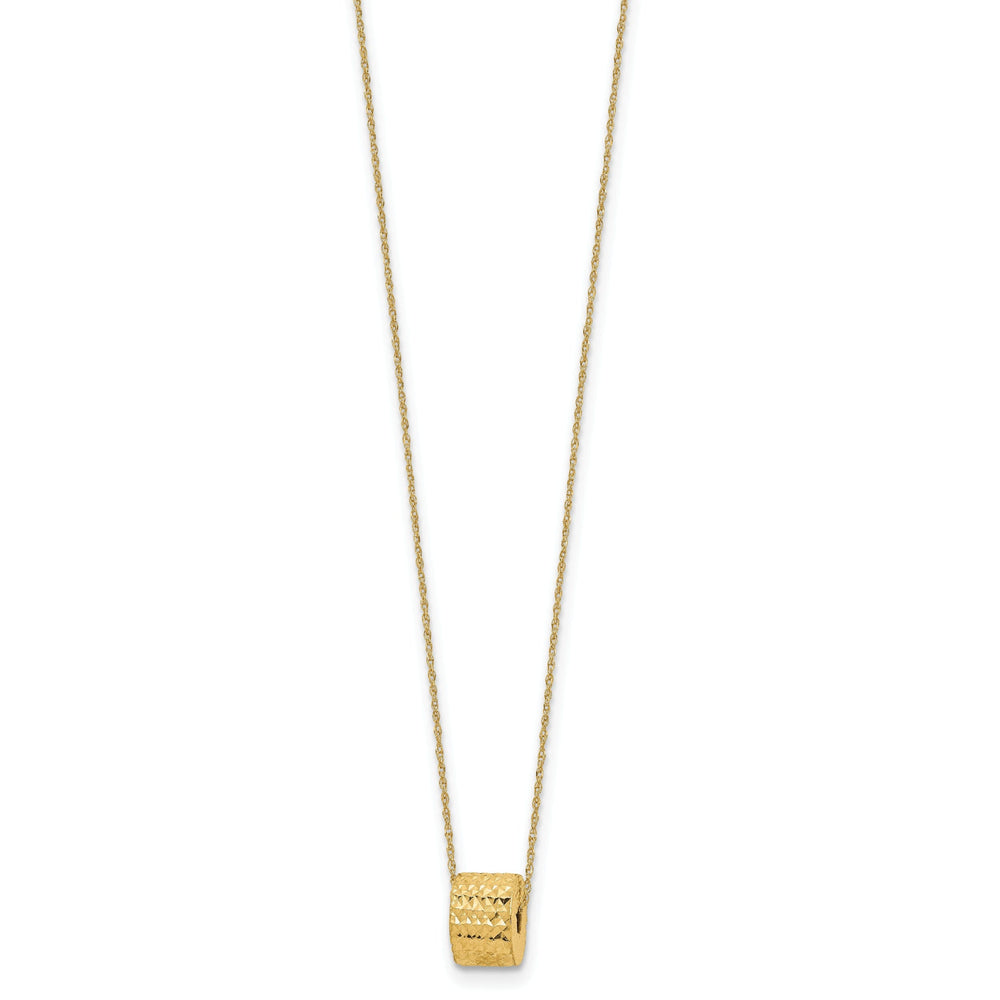 14K Yellow Gold Barrel Bead Pendant Design in a 16-inch Rope Chain Necklace Set