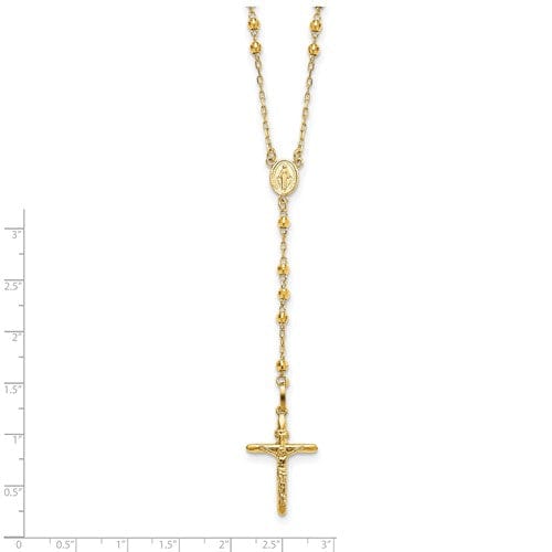 14k Yellow Gold 24 inch Beaded Rosary Necklace