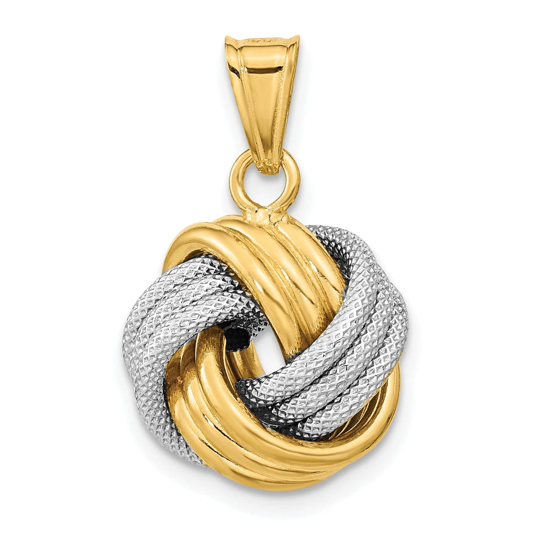 14k Two Tone Gold Polished Love Knot Pendant