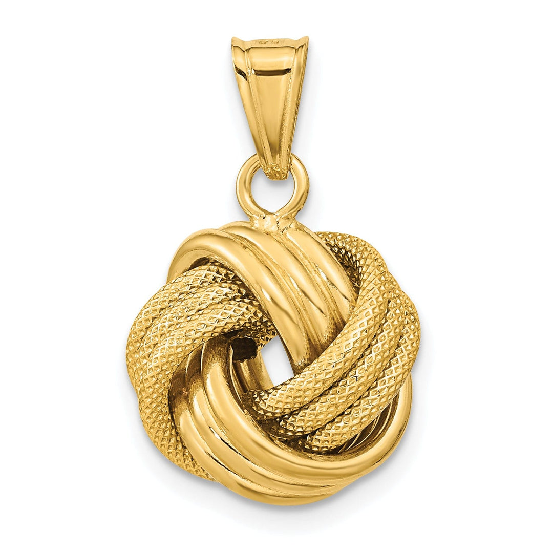 14k Yellow Gold Textured Love Knot Pendant