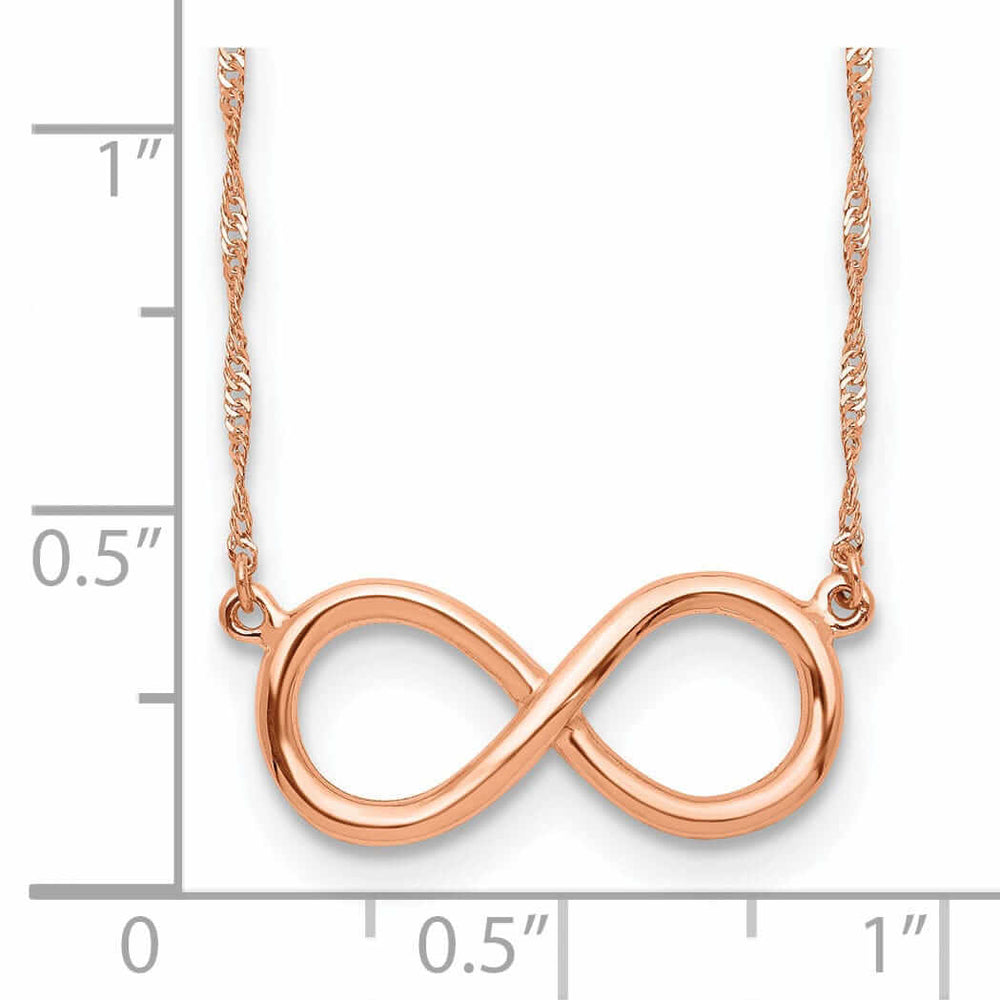14K Rose Polished Finish Infinity Design Pendant in a 16.5-Inch Singapore Chain Necklace Set