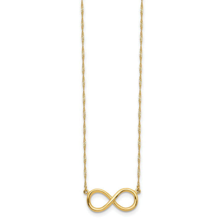 14K Yellow Polished Finish Infinity Design Pendant in a 16.5-Inch Singapore Chain Necklace Set