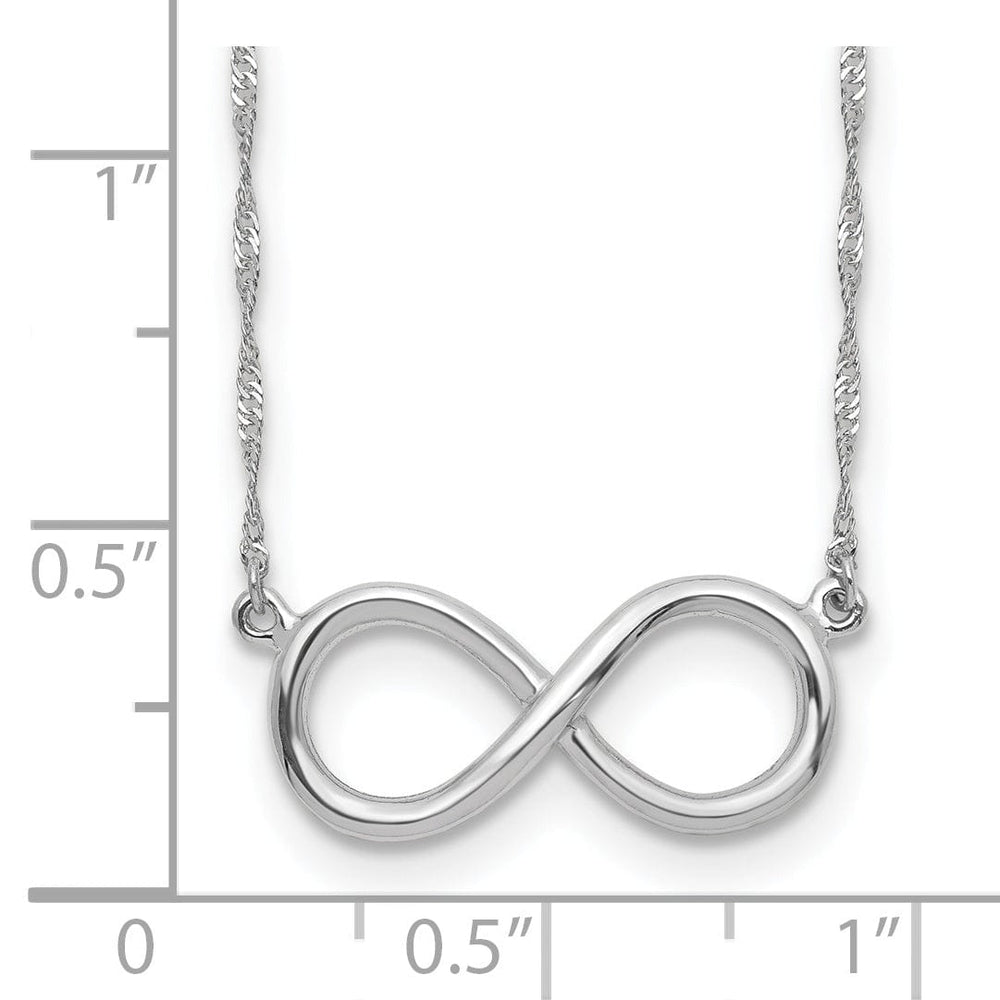14K White Polished Finish Infinity Design Pendant in a 16.75-Inch Singapore Chain Necklace Set