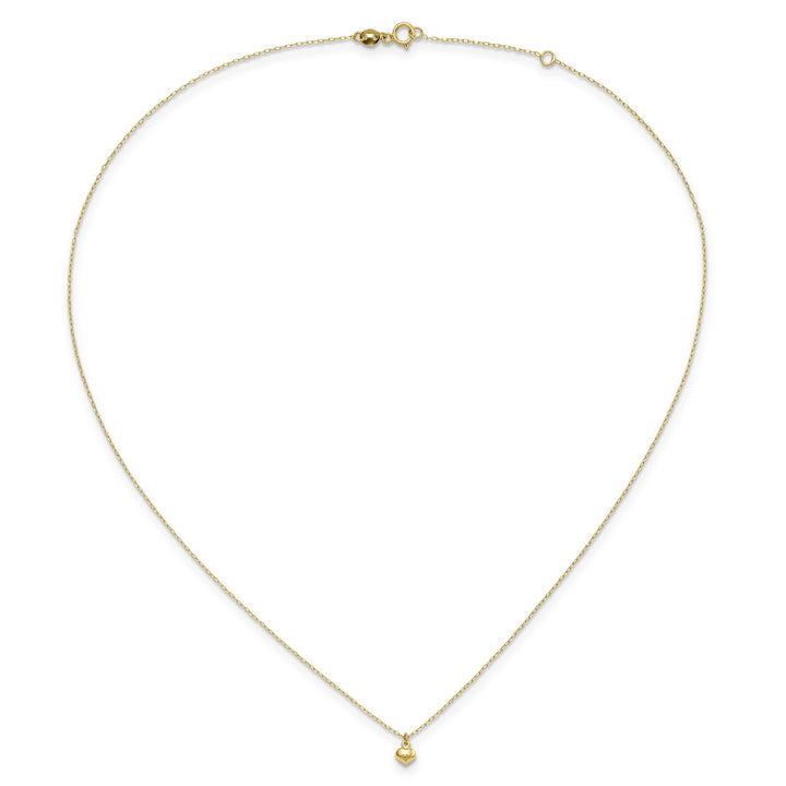 14k Yellow Gold Polished Finish Hollow Puffed Heart 16.5 inch Cable Chain Necklace