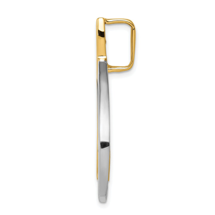 14k Two Tone Gold Polished Finish Reversible Fancy Design Omega Slide Pendant fits upto 8 mm Omega
