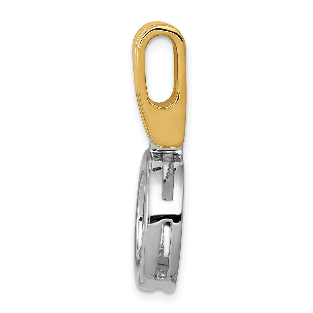 14k Two Tone Gold Solid Polished Finish Reversible Round Shape Design Omega Slide Pendant