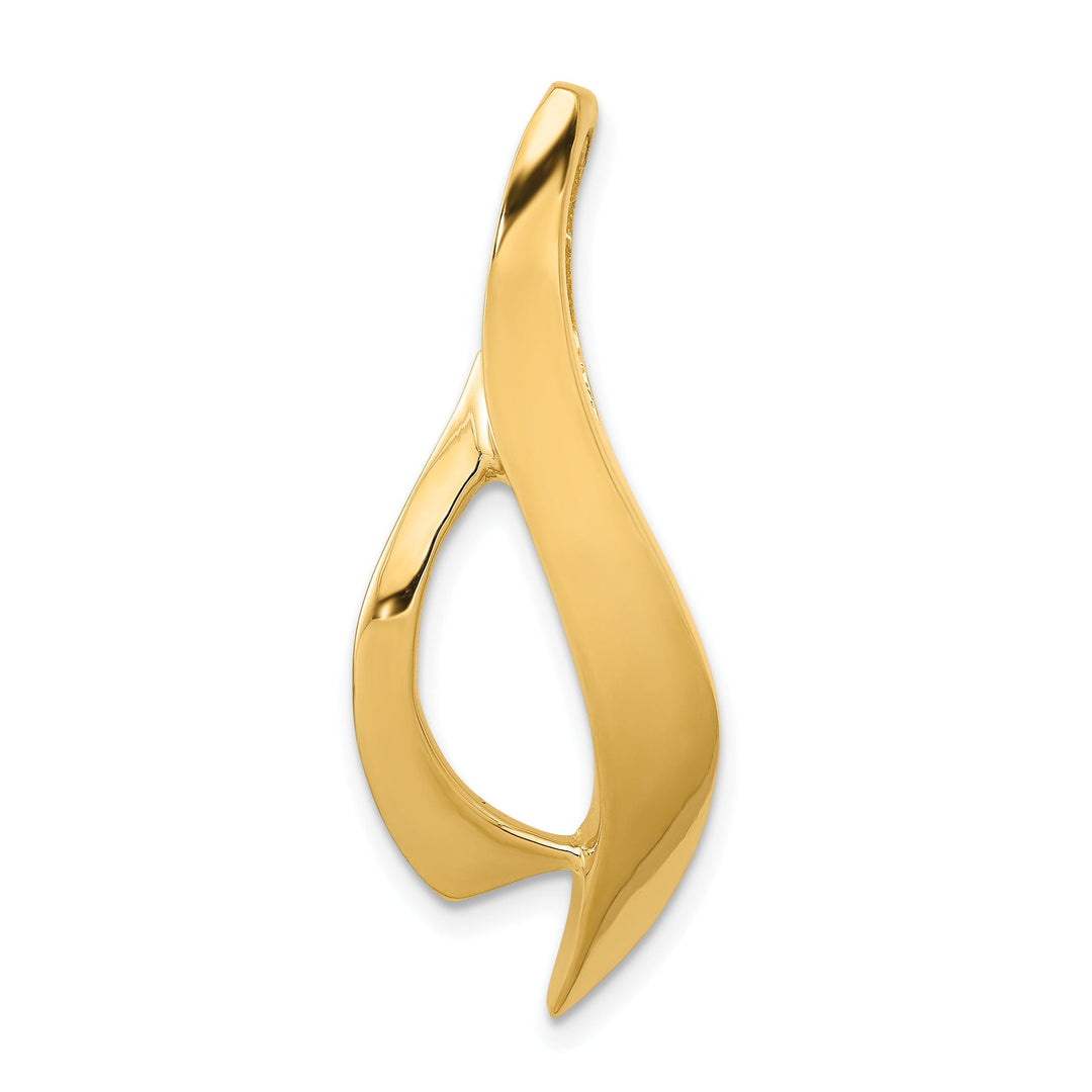 14k Yellow Gold Polished Finish Solid Fancy Design Omega Slide Pendant fits upto 6 mm Omega