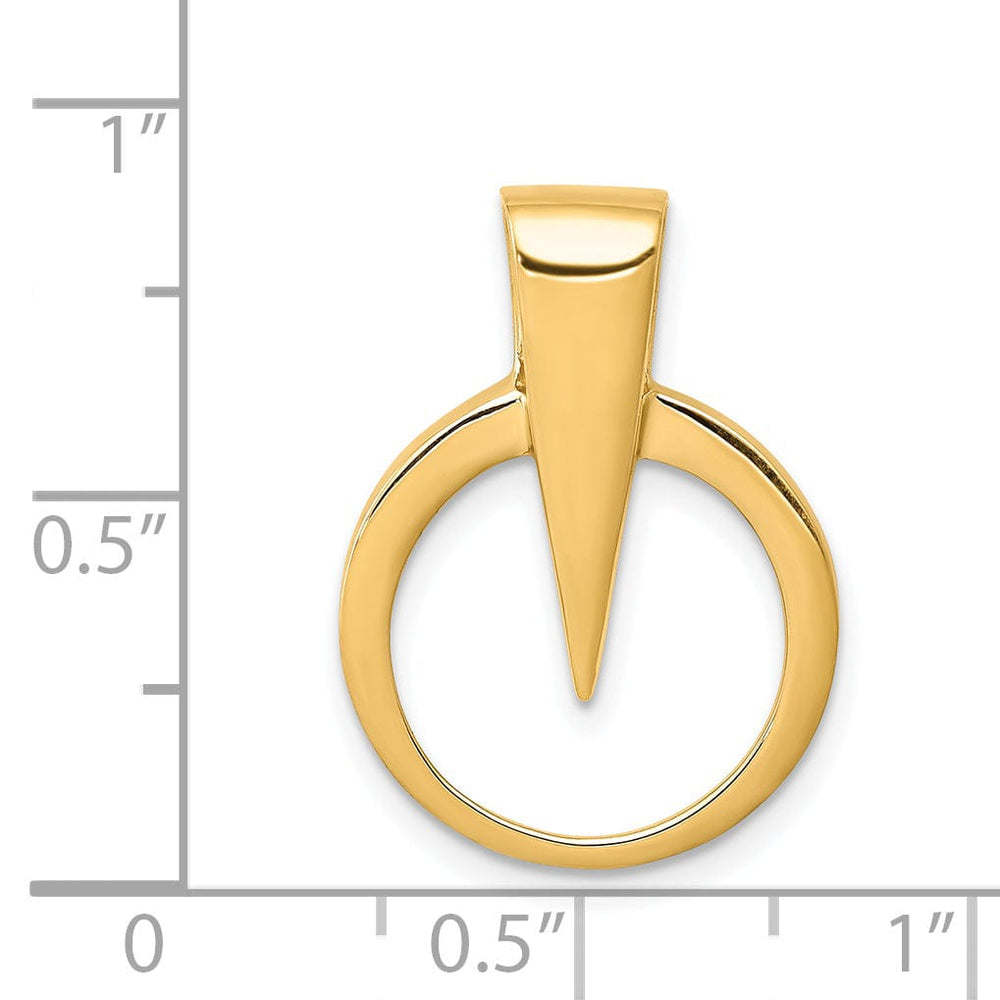 14k Yellow Gold Polished Finish Circle Design Reversible Omega Slide Pendant fits upto 2 mm Omega