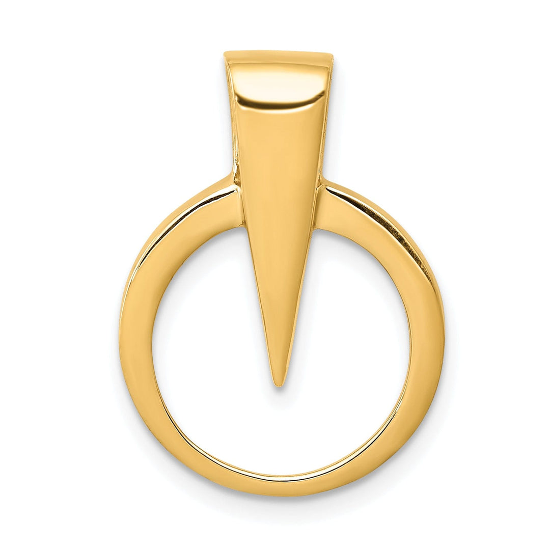 14k Yellow Gold Polished Finish Circle Design Reversible Omega Slide Pendant fits upto 2 mm Omega