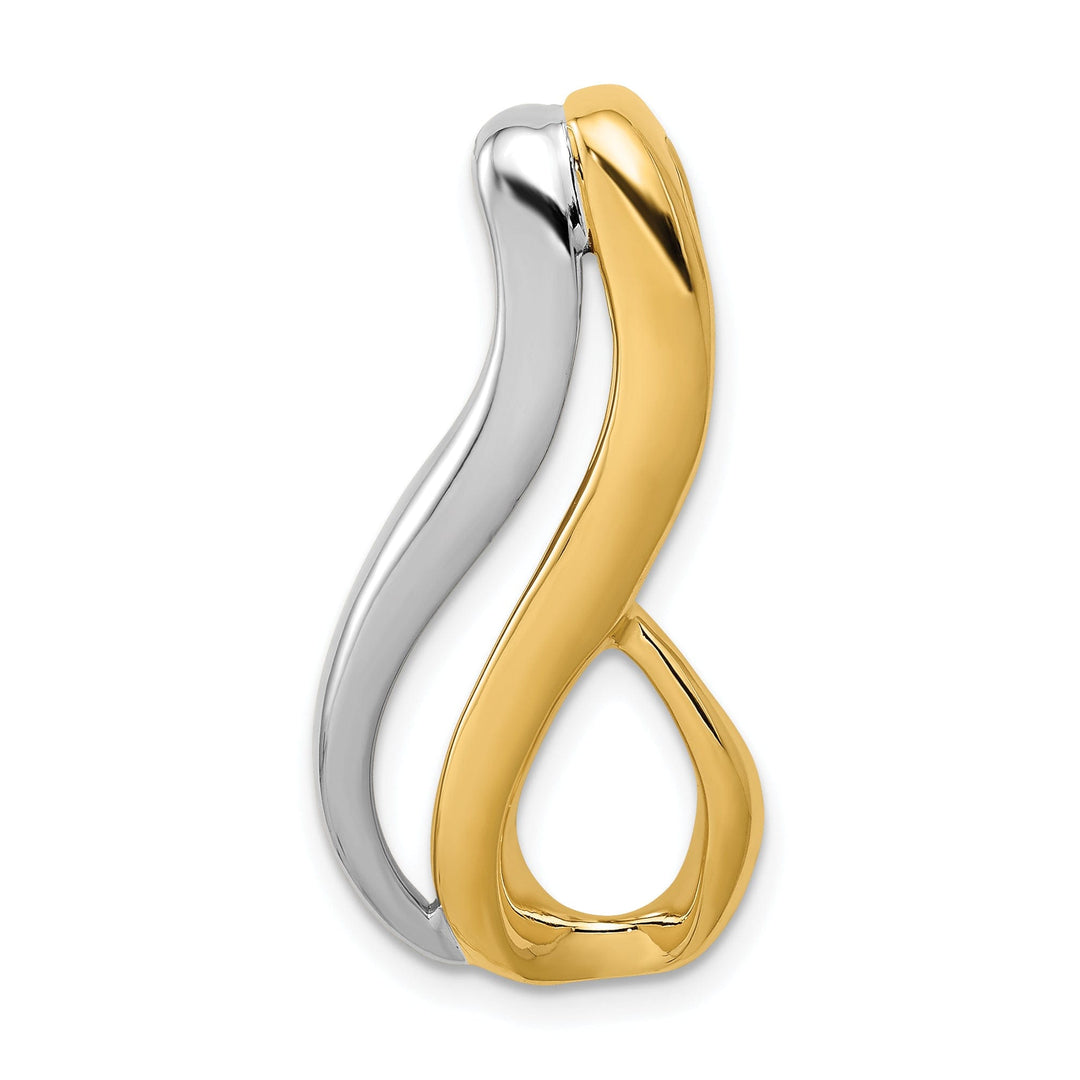 14k Yellow, White Gold Polished Finish Reversible Fancy Swirl Design Omega Slide Pendant