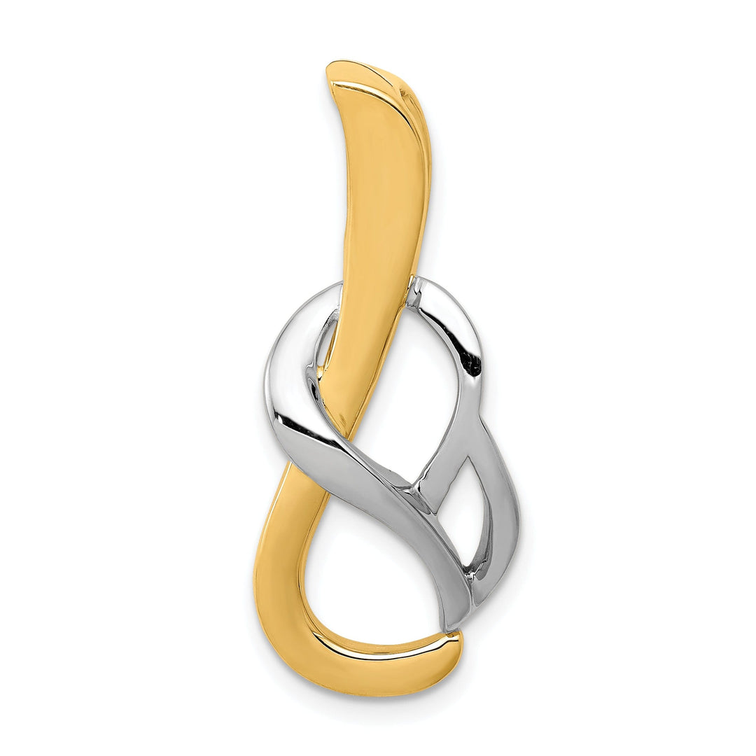 14k Two Tone Gold Polished Finish Swirl Design Fancy Omega Slide Pendant