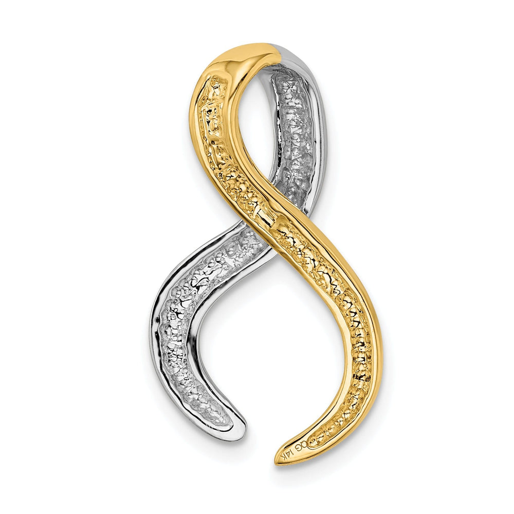14k Two Tone Gold Solid Polished Finish Reversible Infinity Design Fancy Omega Slide Pendant fits up to 6 mm Omega