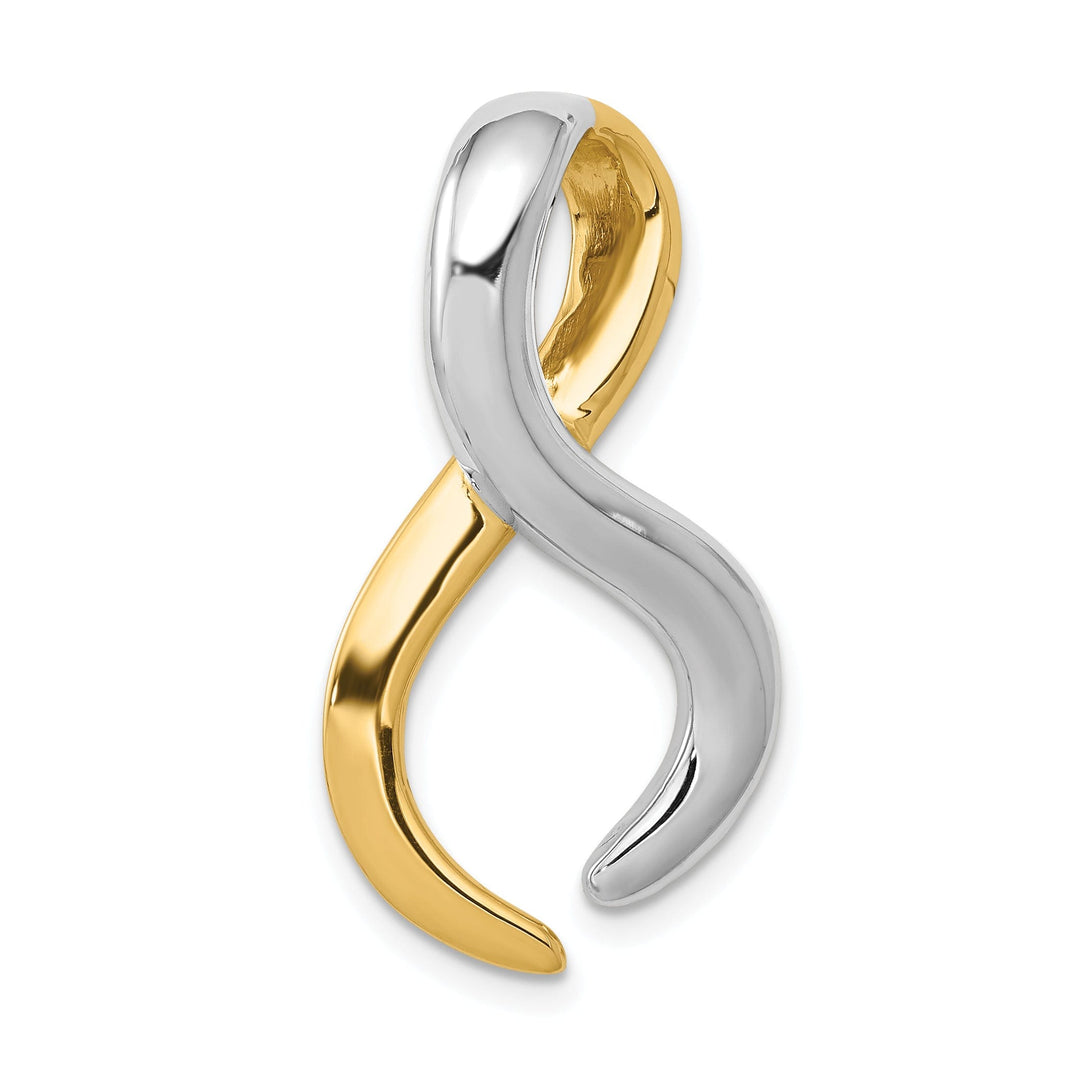 14k Two Tone Gold Solid Polished Finish Reversible Infinity Design Fancy Omega Slide Pendant fits up to 6 mm Omega