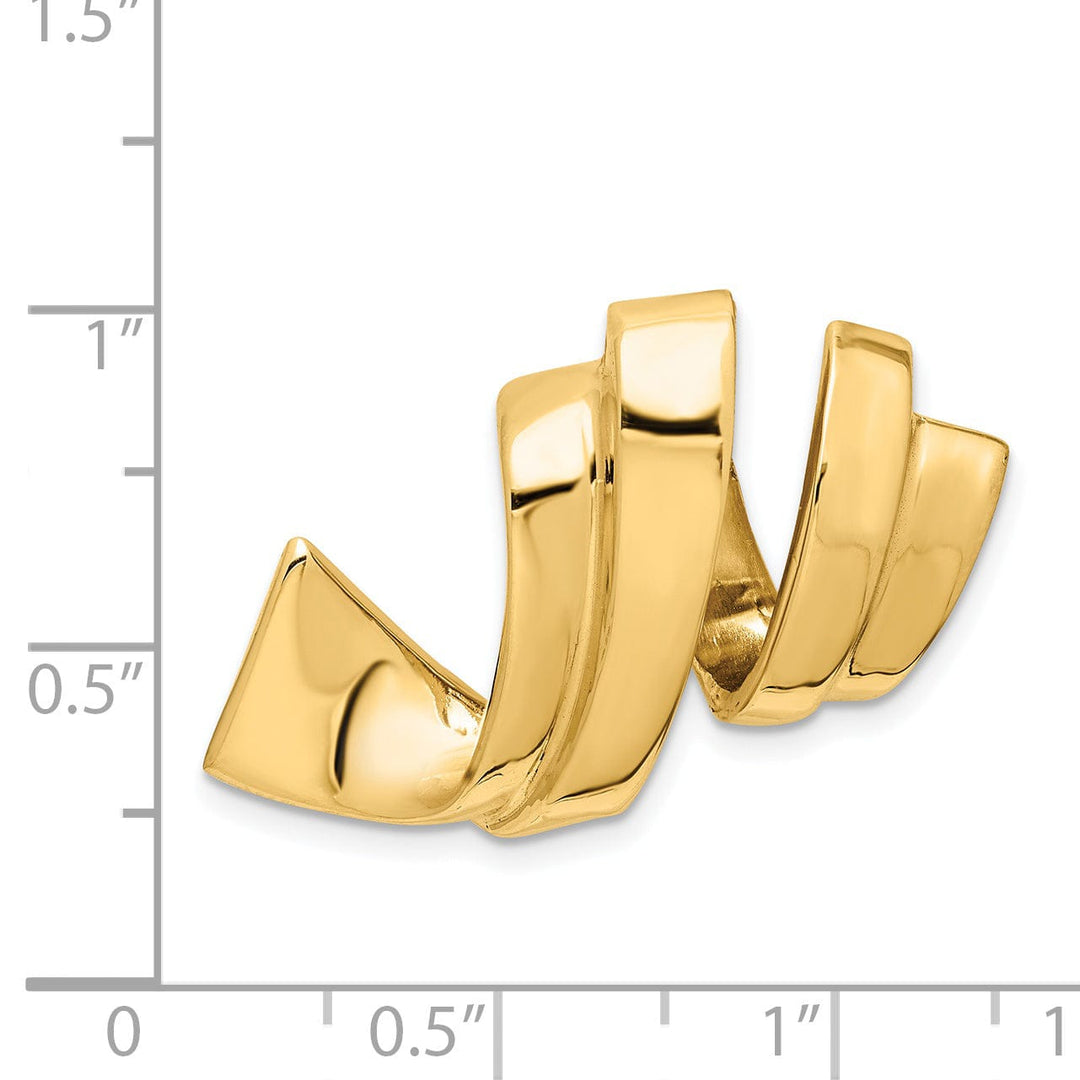 14k Yellow Gold Swirl Fancy Design Reversible Omega Slide Pendant