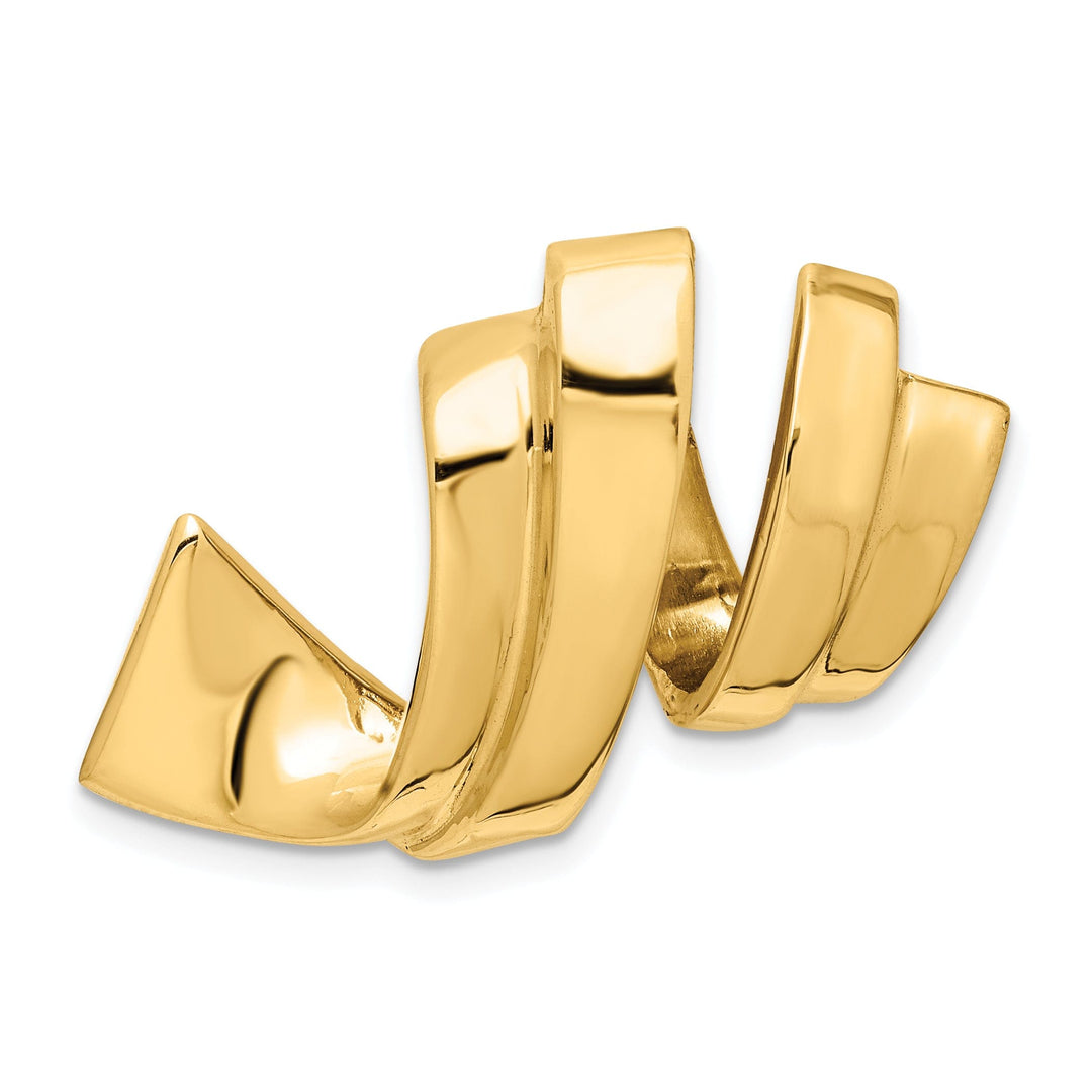 14k Yellow Gold Swirl Fancy Design Reversible Omega Slide Pendant