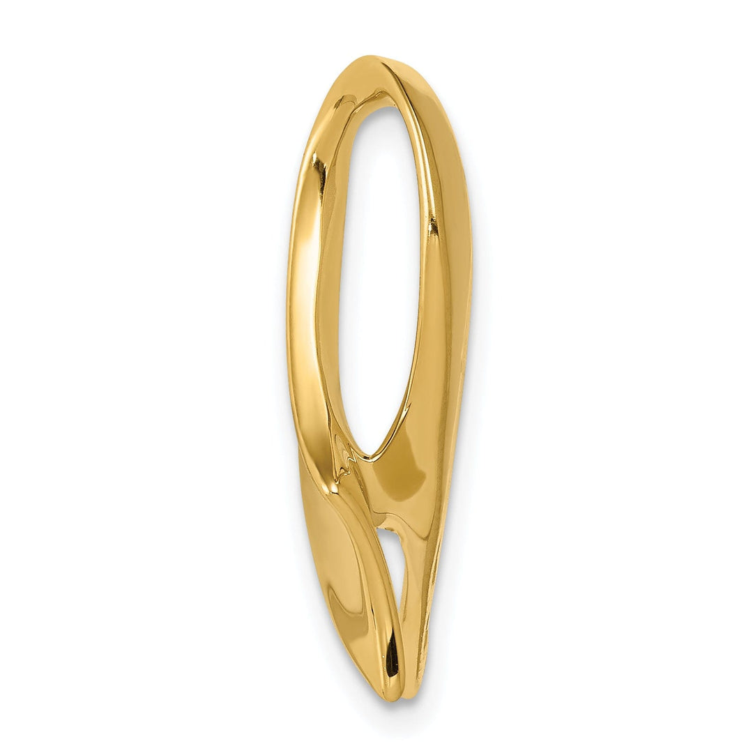 14K Yellow Gold Polished Finish Solid Awareness Ribbon Design Omega Slide Pendant fits upto 10 mm Omega