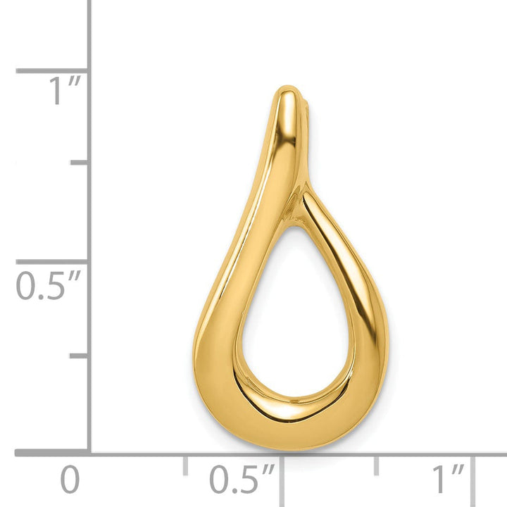 14k Yellow Gold Tear Drop Shape Design Omega Slide Pendant