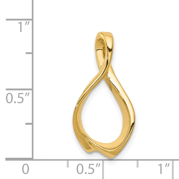 14k Yellow Gold Polished Finish Reversible, Swirl Oval Shape Design Omega Slide Pendant fits up to 4 mm Omega
