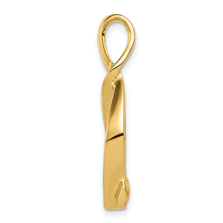 14k Yellow Gold Polished Finish Solid Swirl Oval Shape Design Omega Slide Pendant fits up to 5 mm Omega