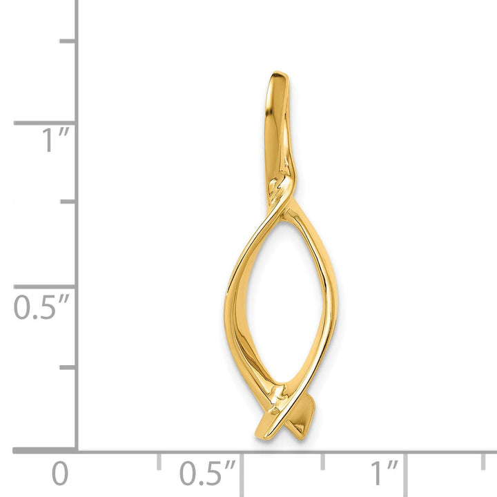 14k Yellow Gold Polished Finish Solid Swirl Oval Shape Design Omega Slide Pendant fits up to 5 mm Omega