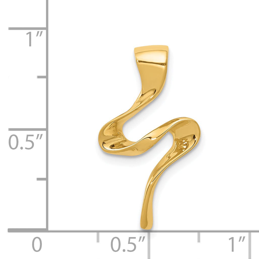 14k Yellow Gold Polished Finish Solid Fancy Swirl Design Omega Slide Pendant fits up to 4 mm Omega