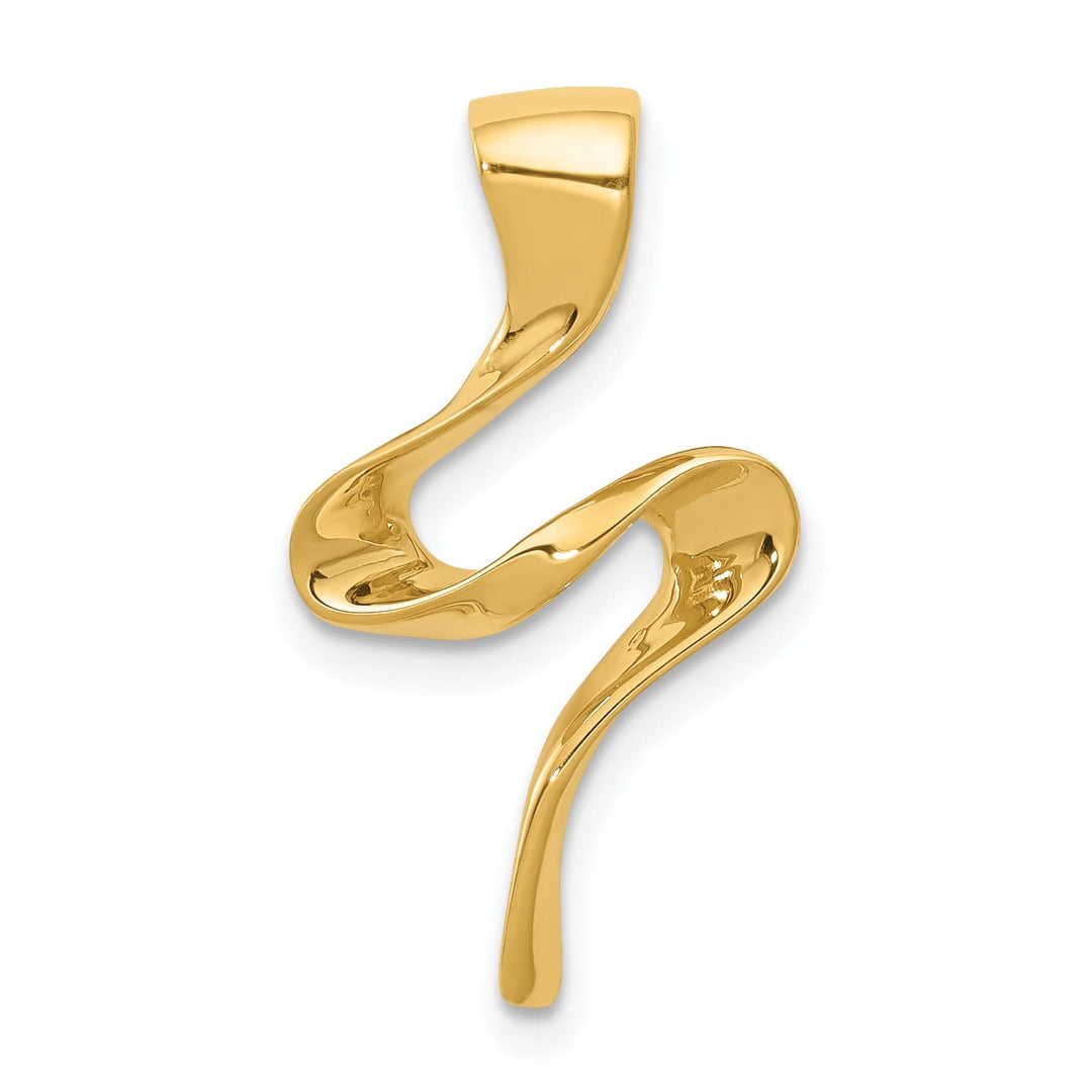 14k Yellow Gold Polished Finish Solid Fancy Swirl Design Omega Slide Pendant fits up to 4 mm Omega