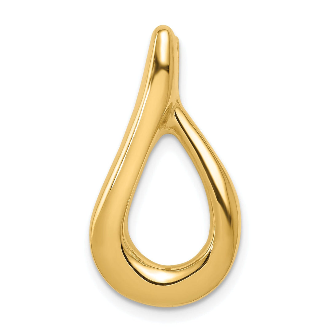 14k Yellow Gold Tear Drop Shape Design Omega Slide Pendant
