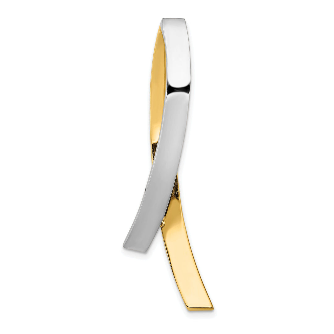 14k Yellow, White Gold Solid Polished Finish Contemporary Style Omega Slide Pendant fits upto 10 mm Omega