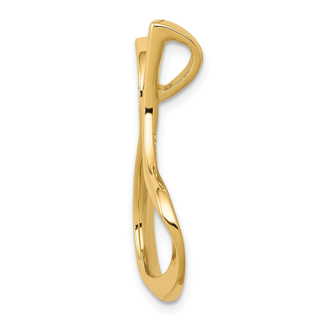 14K Yellow Gold Polished Finish Fancy Design Slide Pendant fits upto 3mm Omega