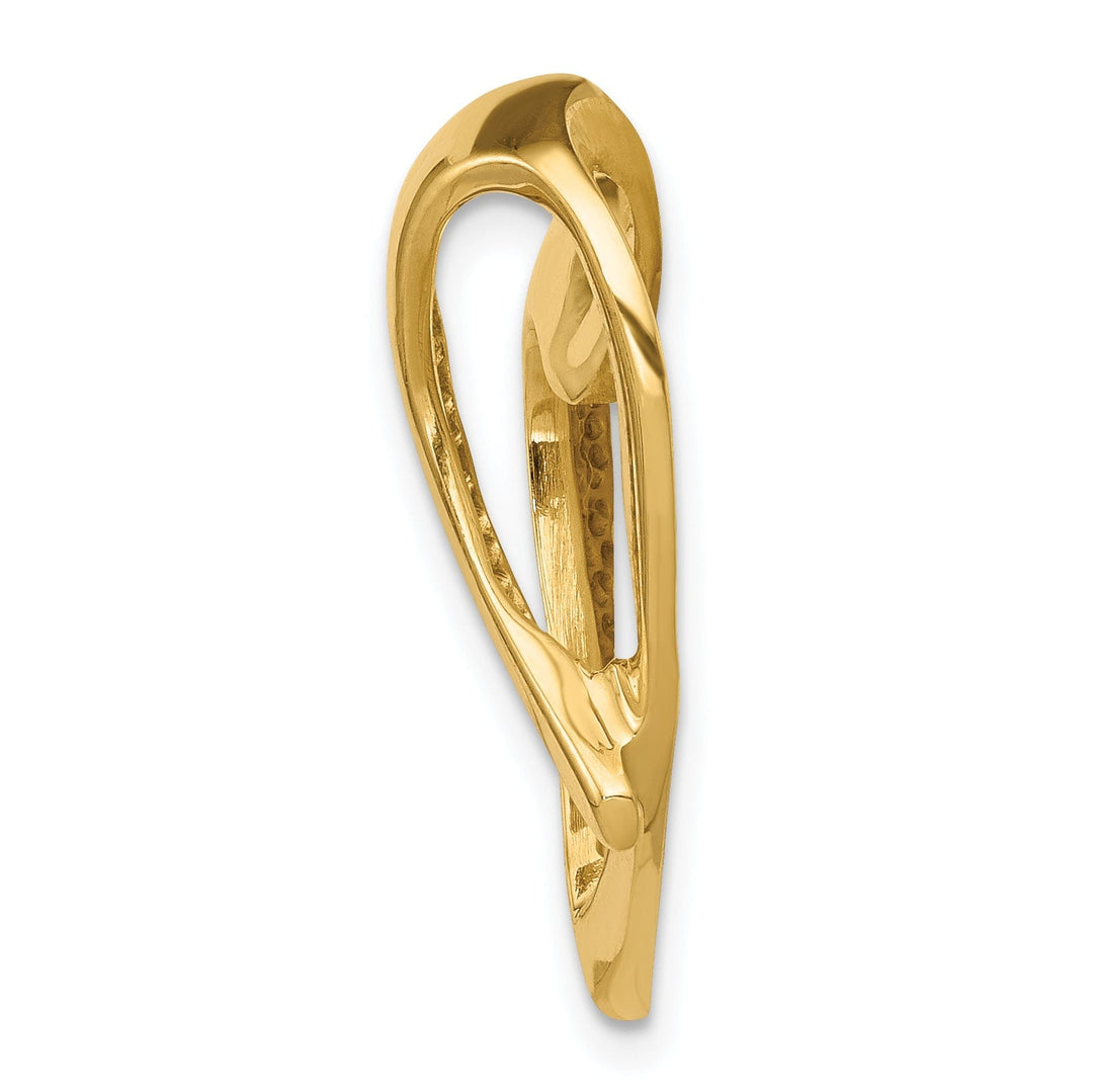 14K Yellow Gold Fancy Heart Shape Design Omega Slide Pendant